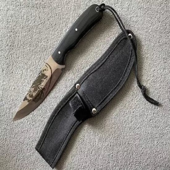 AMERICAN WILDLIFE SERIES 9" KNIFE with nylon sheath/lanyard - Pakka Wood handle