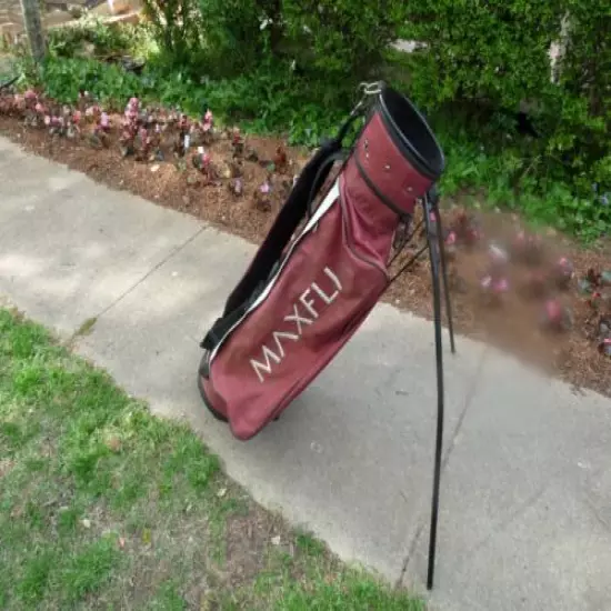 Maxfli Faded Red/White Canvas 8" Single Strap Stand Golf Bag w Rain Hood