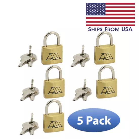 Solid Brass Luggage Padlock w/ Hardened Steel Shackle Keyed 3/4" inch 19mm