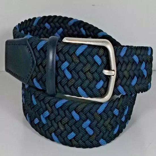 758027 MSBLT20 MEN'S BELT SIZE 34 BLUE MULTI WOVEN STRETCH KNIT JOHNSTON MURPHY