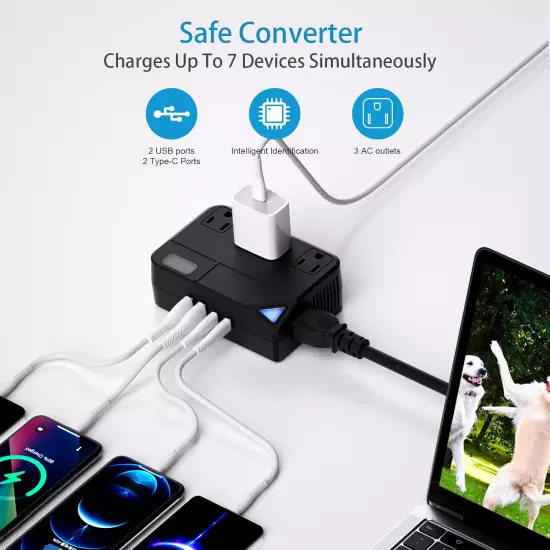 Universal Travel Converter,250W Voltage Converter with 2 USB and 2 USB-C Ports 3