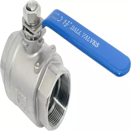 2Pcs 316 Stainless Steel 1.5" Full Port Ball Valve with Heavy Duty Blue Vinyl x