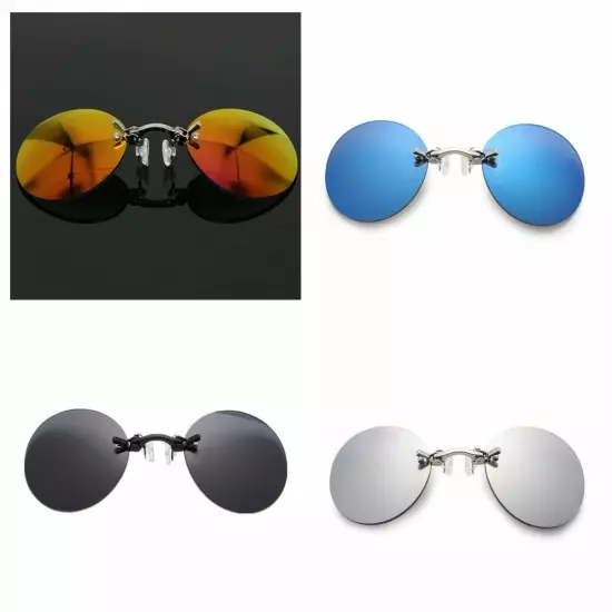 Clip On Nose Glasses Round Rimless Matrix Morpheus Sunglasses Frameless Vintage