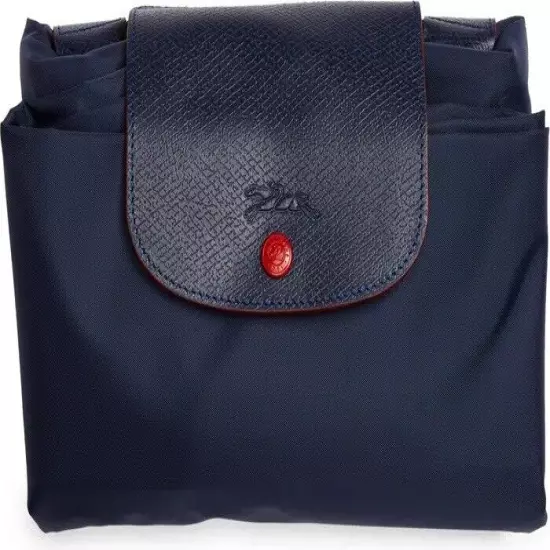 New Longchamp Le Pliage Expandable Large Travel Weekend Tote Bag Navy/Vermilion