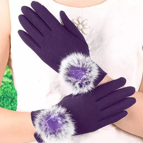 Women Winter Touchscreen Gloves For Cold Weather Solid Thermal Knit Cuff Gloves