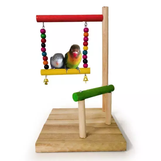 Bird Playground Natural Wood Playground with Swing And Perch