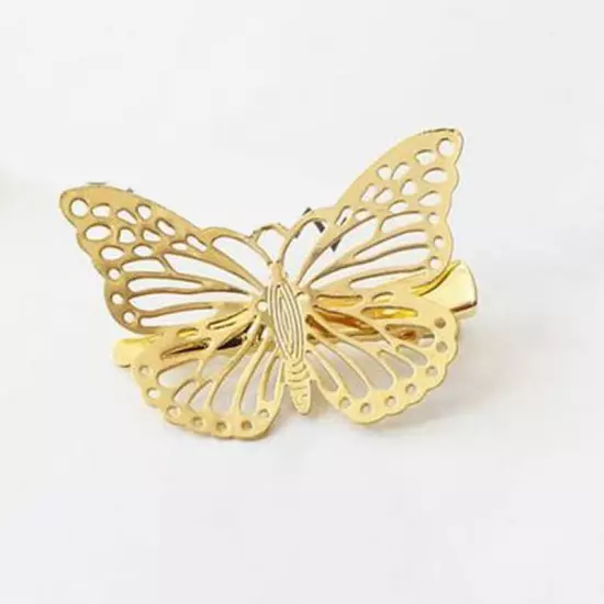 Elegant Women Gold Butterfly Hair Clip Hairpin Wedding Barrette Accessories