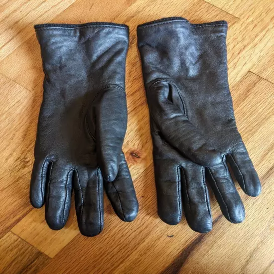 Black Leather Gloves Size Medium With Lambwool Cashmere Lining