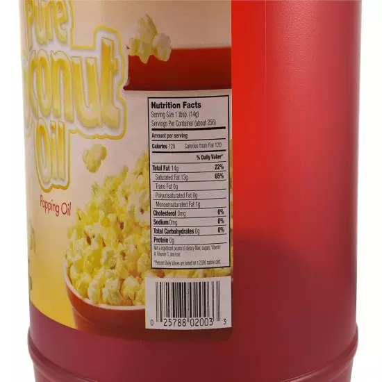 Popcorn Colored Coconut Oil, 1 Gallon,128 Fl Oz (Pack of 1)