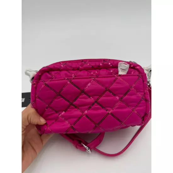 NEW MZ Wallace Mini Crosby Crossbody Bag Fuchsia with Sequins