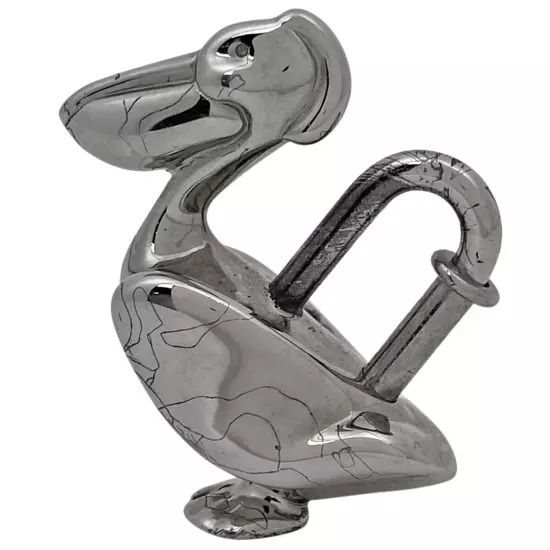 HERMES Pelican Motif 1992 Limited Cadena Padlock Silver Bag Charm nobox