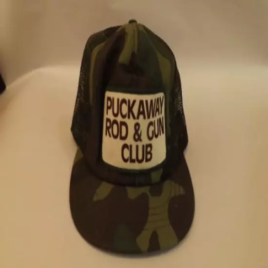 Vtg Puckaway Rod Gun Club Marquette Wisconsin Hunting Snapback Hat/Cap Mesh Back