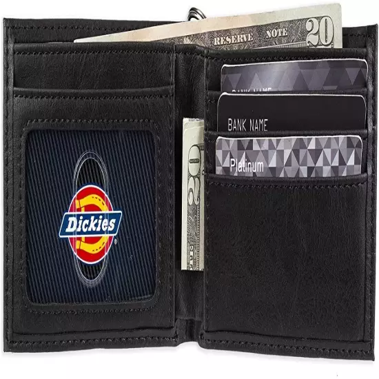 Dickies Men's Leather Slimfold Wallet With Chain