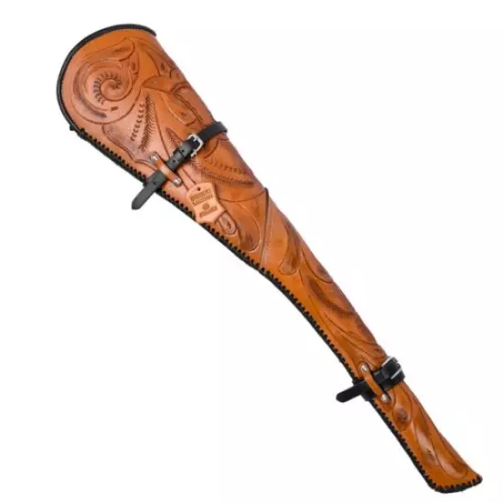 HAND TOOLED RIFLE COVER SCABBARD SHOTGUN SLEEVE GENUINE LEATHER CASE BROWN Black