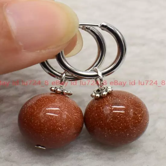 8/10/12mm Natural Multicolor Gemstone Round Beads Silver Leverback Earrings