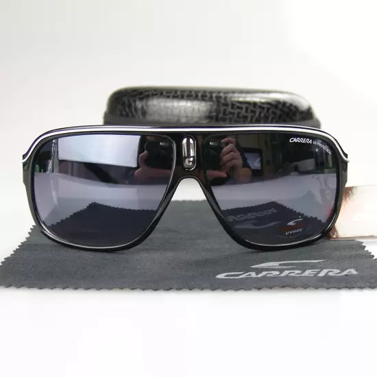 Men Women Retro Sunglasses Unisex Square Bright Black Frame Carrera Glasses C19