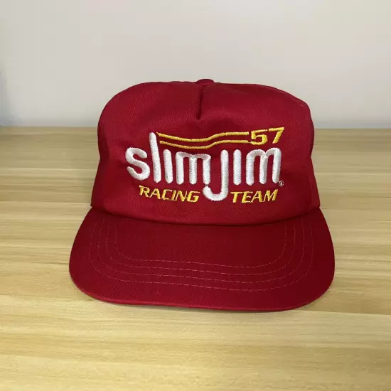 Vintage 90s Slim Jim 57 Racing Embroidered Snapback Baseball Hat Cap 1996