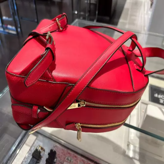 Michael Kors Jaycee Medium Pebbled Leather Travel School Backpack in Bright Red