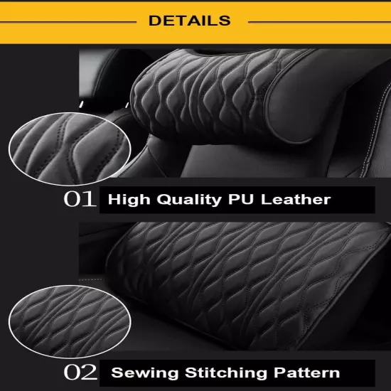 Car Neck Pillow PU Leather Lumbar Waist Support Backrest Headrest Cushion