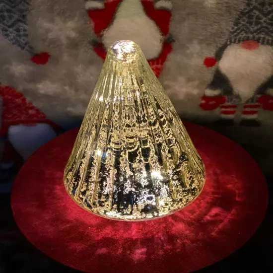 7.8" Ganz Lit Glam Mercury Glass Light Up Christmas Cone Tree Table Lamp Decor