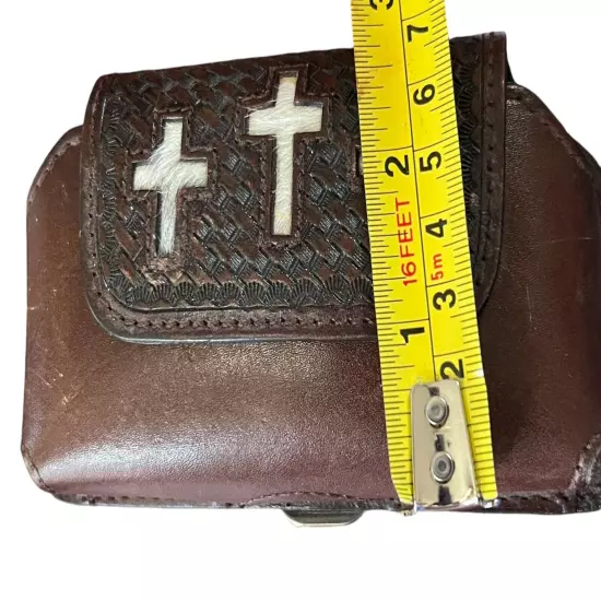 Western Leather Triple Cross Hair Cell Phone Holder For iPhone 4 And BlackBerry