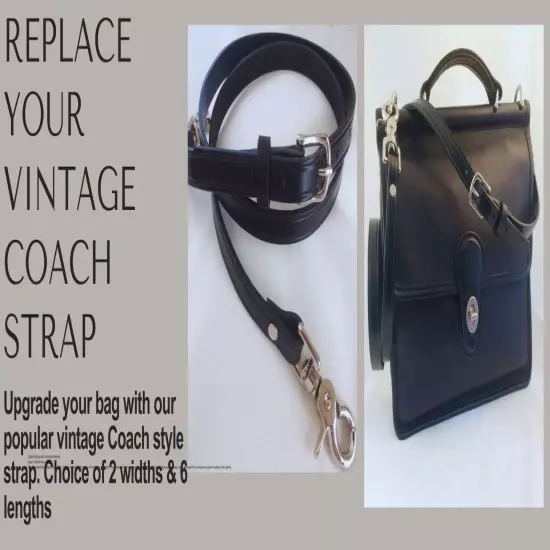 Adjustable Leather Replacement Strap for Vintage Coach Hand Bags & Purses NEW