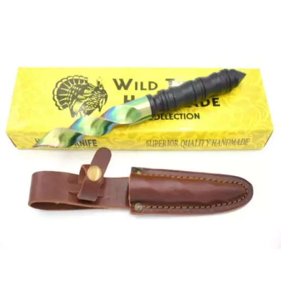 Wild Turkey Handmade Exclusive Cyclone Tri-Edged Spiraling Dagger Knife w Sheath