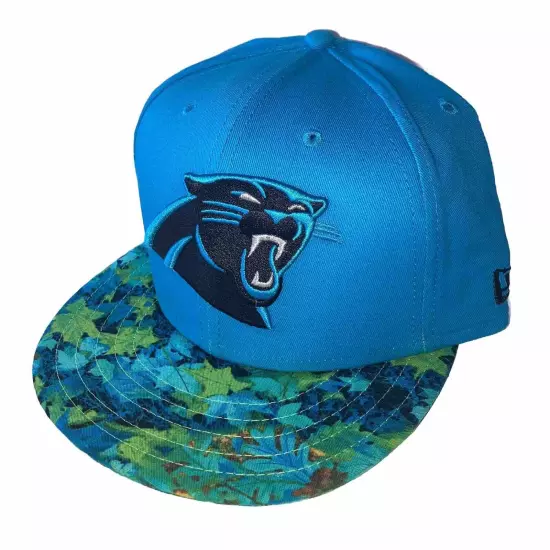 Carolina Panthers Neon Fall Leaf Camo Brim 9FIFTY New Era SnapBack Turquoise