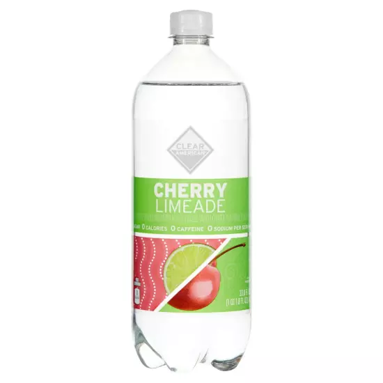 Clear American Cherry Limeade Sparkling Water Bottle 33.8 fl oz Zero Calories