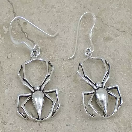 DETAILED 925 STERLING SILVER DETAILED SPIDER DANGLING EARRINGS style# e1251