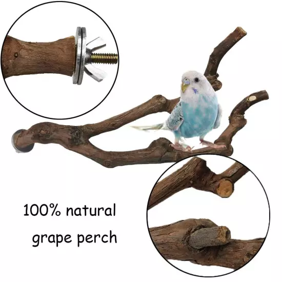 kathson Natural Parrot Perch Bird Stand Pole Wild Grape Stick Paw Grinding Fo...