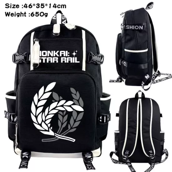 Honkai Star Rail USB Backpack Kids Teens Schoolbag Black Shoulder Outdoor Bags