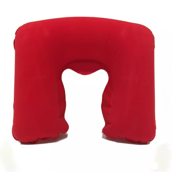 Inflatable Neck Shape Travel Pillow Easy Inflate Soft Velvet Cover Compact Carry