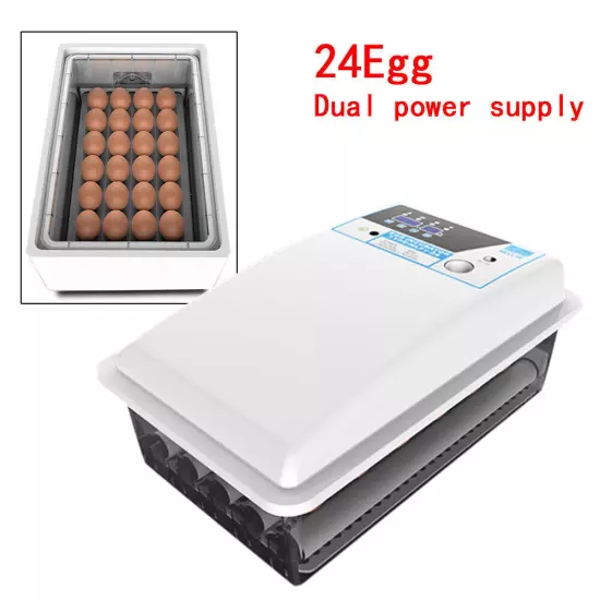 Auto Turning Digital Incubator Automatic Hatch Chicken Duck Egg Turner 24 Eggs