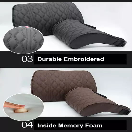 Memory Foam Car Neck Pillow PU Leather Seat Lumbar Support Headrest Cushion