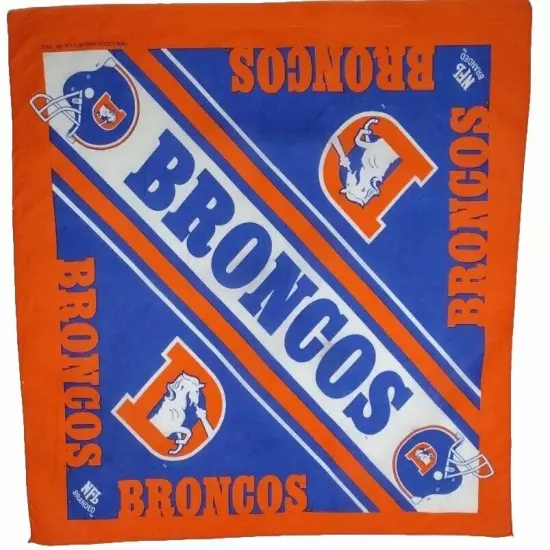 Denver Broncos NFL Vintage Bandana Classic VINTAGE Logo 100% Cotton MADE IN USA.