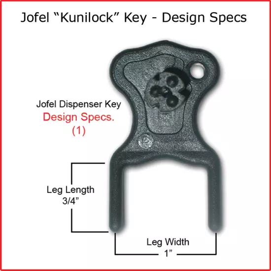 Jofel "Kunilock" Dispenser Key for Paper Towel &Toilet Tissue Dispensers (4/pk.)