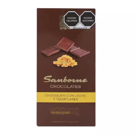 TABLILLA DE CHOCOLATE CON LECHE CON TECOFLAKES 100G SANBORNS