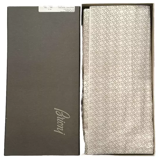 NEW BRIONI NECK TIE & POCKET SQUARE 100% SILK CREAM WHITE SATIN GIFT STORAGE BOX