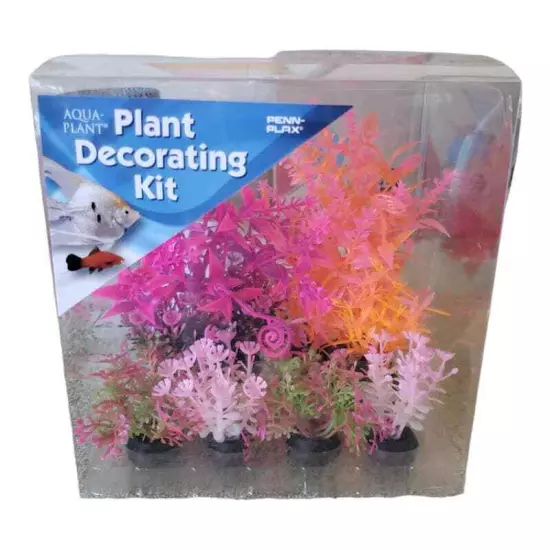 Aquarium Plants Decorating Kit with 6 different plants in Neon by Penn Plax