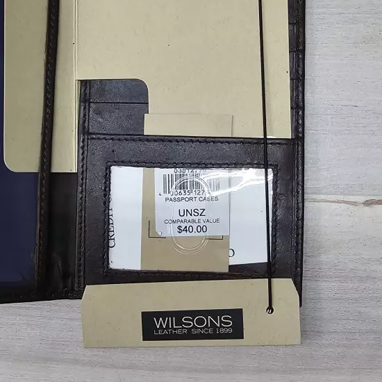 Wilsons Genuine Leather Passport Holder Cover Brown