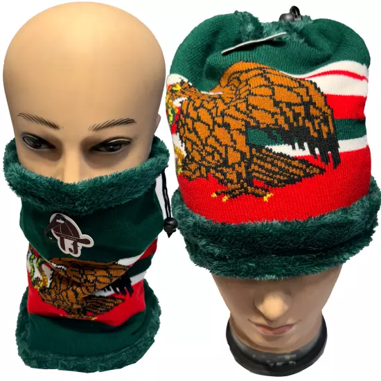 MEXICOEAGLE FLAG Winter Neck Scarf 3 in 1 Knit Hat Neck Scarf Cap Mask Plush LOT