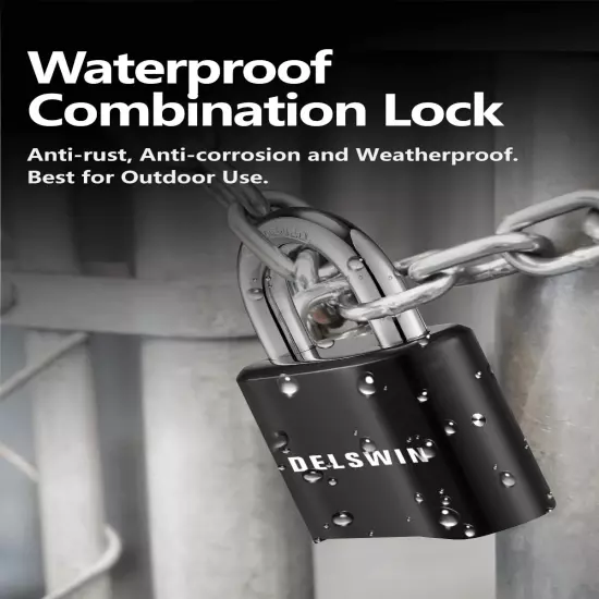 4-Digit Combination Lock Outdoor Padlock - Heavy Duty Locker Lock with Harden...