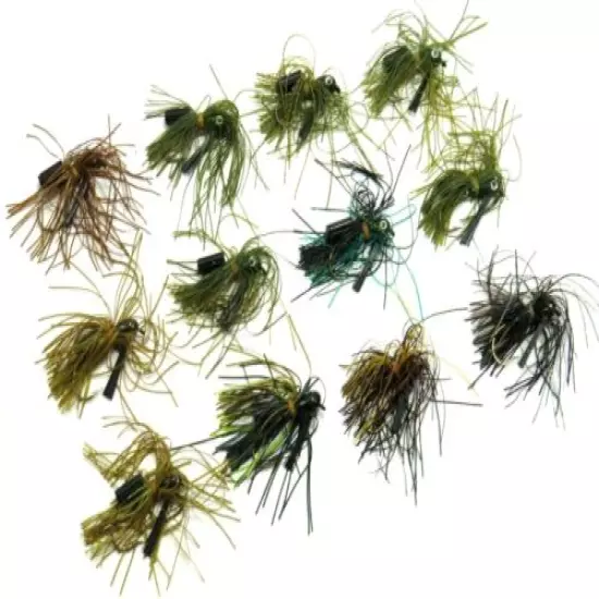 Rattling Weedless Weighted Bass Jig, Mixed Lot of 12 Various, FLW, etc.