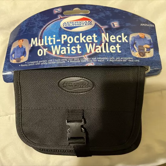 American Tourister Travel Neck Waist Black Wallet 