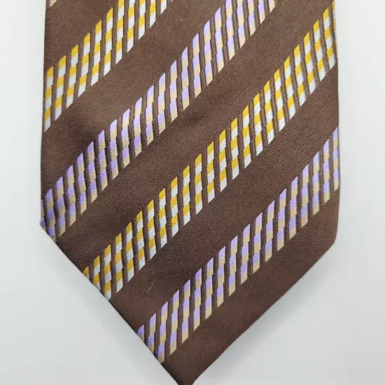 Brown Diagonal Stripe Silk MATTARAZI uomo Handmade Classic Necktie with Tags