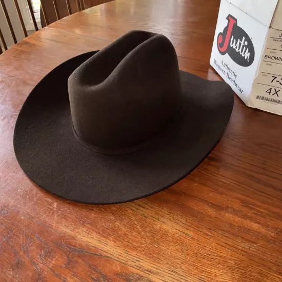 New Justin 4X Cody Brown Cowboy Hat JF0465n BRN - Size 7 3/8