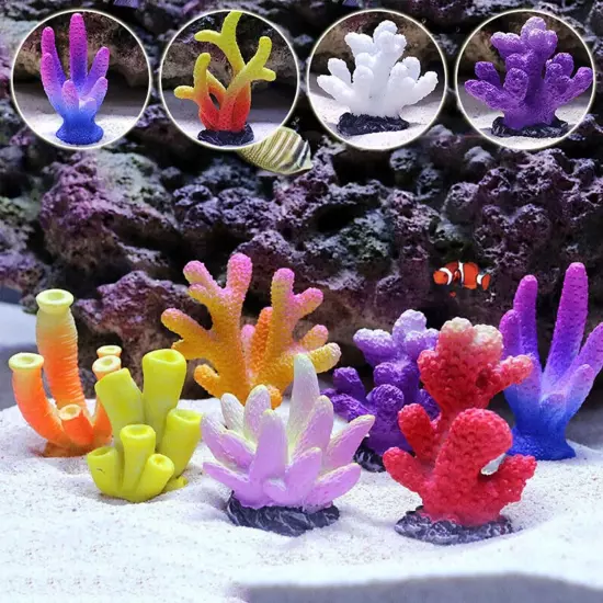 Aquarium Decorations 11 Pieces Colorful Coral Reef Set Eco-friendly Natural R...