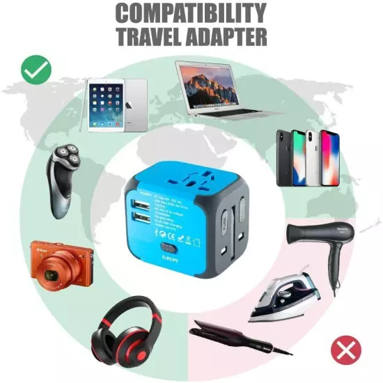 International Travel Adapter Universal Power Adaptor European Plug All In One