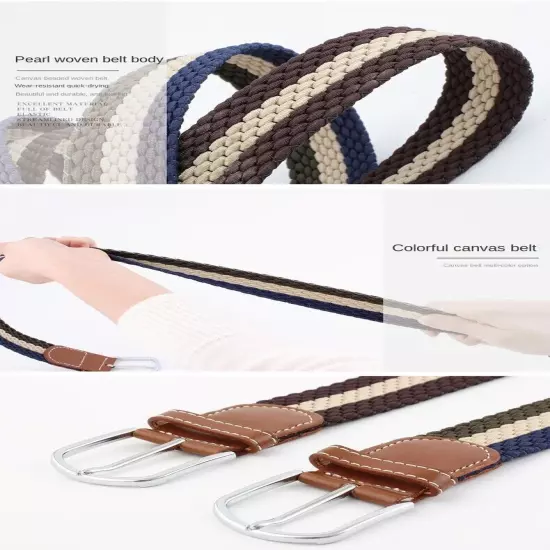 New Men's Women's Belt Unisex Braided Elastic Stretch Fabric Enduring Woven Mult